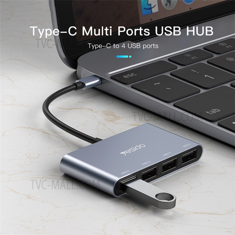 USB C Hub Aluminum Type C Adapter with 4 USB 2.0 Ports for MacBook Pro and Other Devices