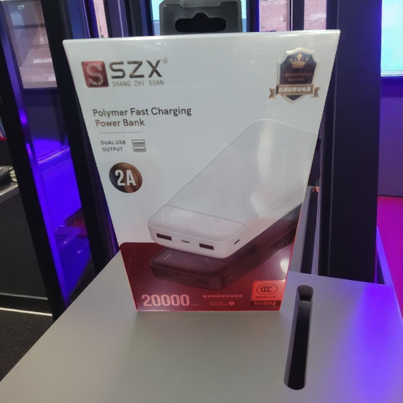 باور بانك SZX SD802 – سعة 20000mAh | شحن آمن وسريع بقوة 2A