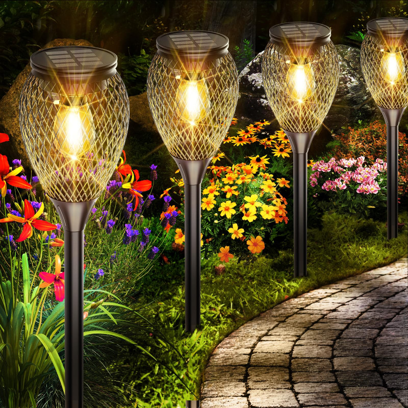 Solar-Powered LED Garden Path Lights (Set of 4)