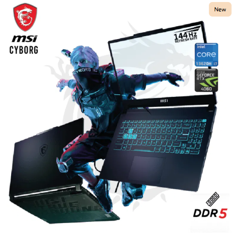 Laptop MSI Cyborg 15 A13VF Core i7-13620H 13th Generation RTX 4060 8GB DDR6 15.6" 144Hz Translucent Black