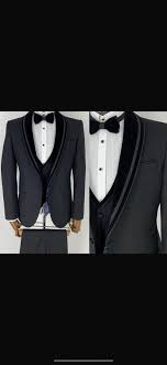 بدلة توكسيدو مخمل أسود – ياقة شال بتفاصيل لامعة Velvet Black Tuxedo – Sparkling Shawl Lapel