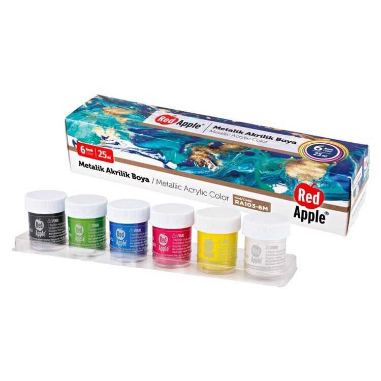 Red apple acrylic paint 25 ml * 6 colors metallic color