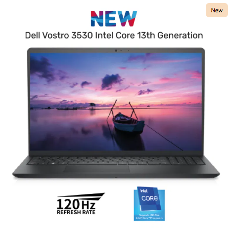 NEW Laptop Dell Vostro 3530 Intel Core i5-1334U Up to 4.6GHz Processor 16GB DDR4 (Customized), 512GB SSD, 15.6" FHD 120Hz - 13th Generation / Black