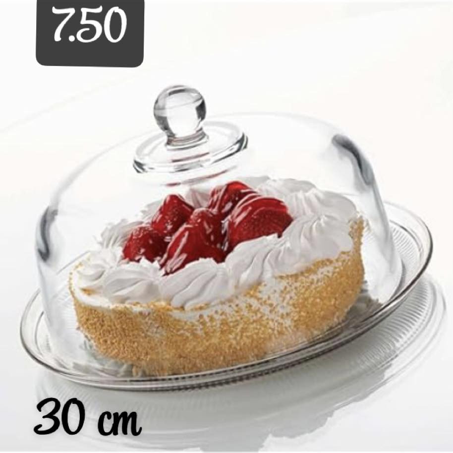 حافظة كيك زجاج بغطاء  Glass cake keeper with lid