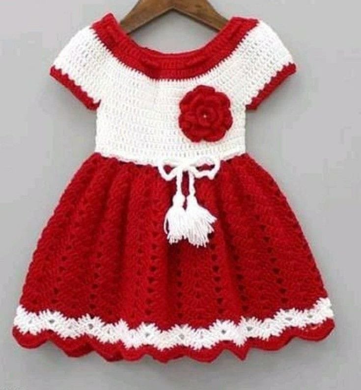 فستان كروشيه شتوي أحمر | Red Winter Crochet Dress