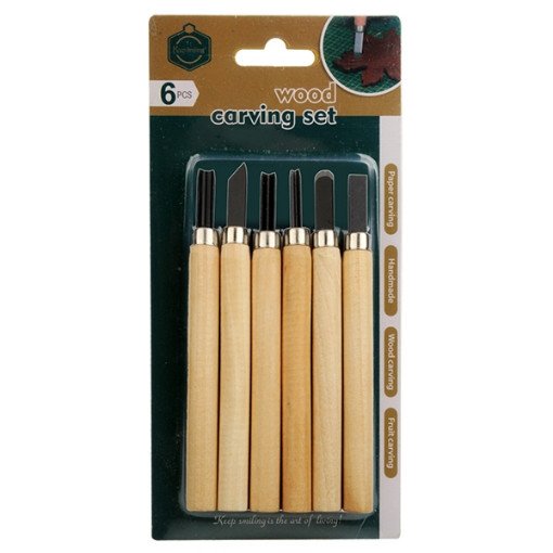 Keep smiling carving wood set 6 pcs
