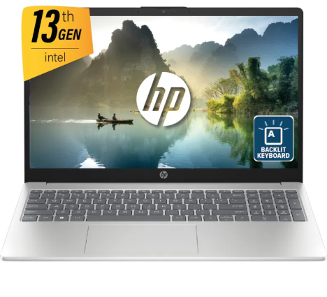 HP Laptop 15-fd0146ne 13th Gen Intel® Core™ i7-1355U 10-Cores,16 GB DDR4 (Customized), 15.6" FHD IPS Micro Edge - Natural Silver