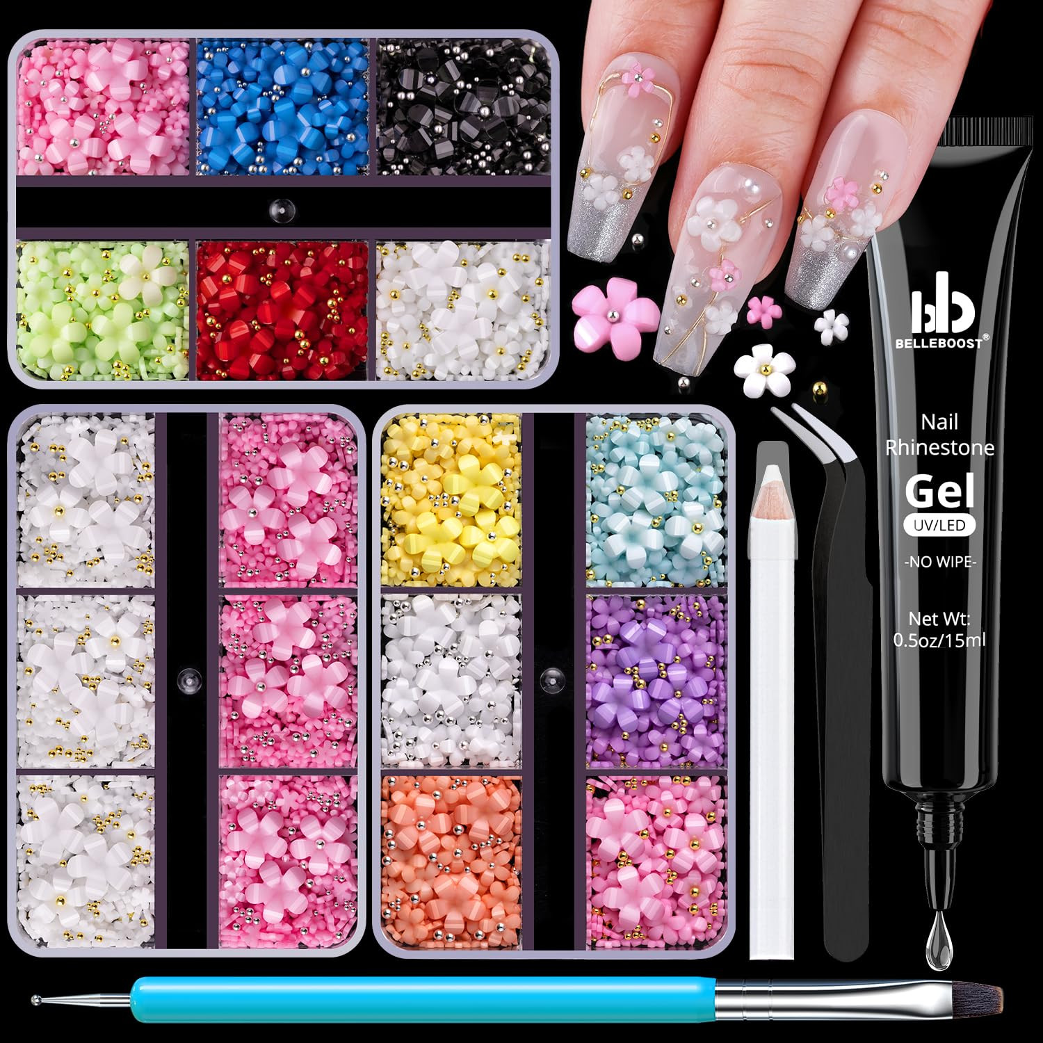 GlamStone Premium Nail Rhinestones & Decoration Kit