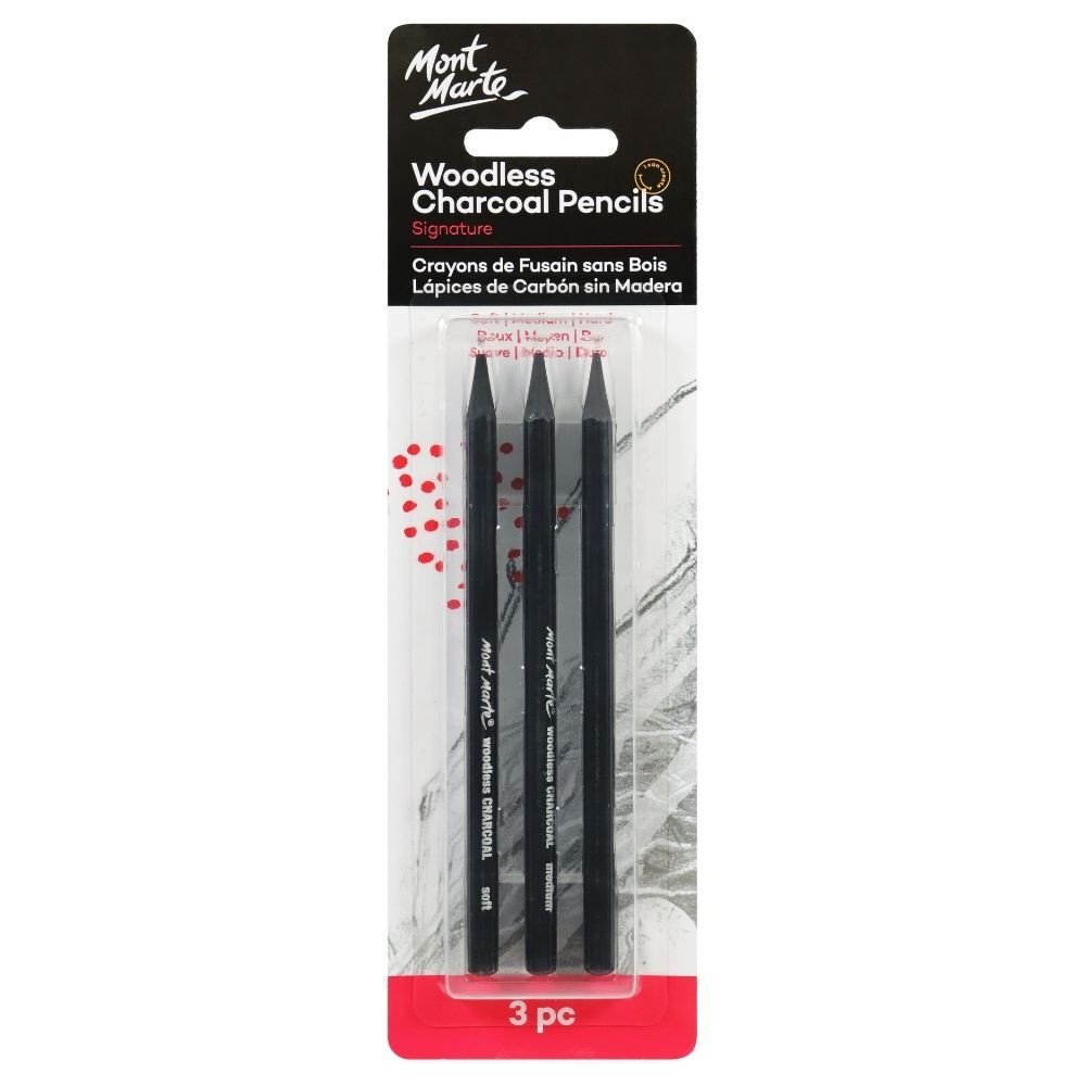 Corot soft medium hard - woodless charcoal pencil 3 pcs
