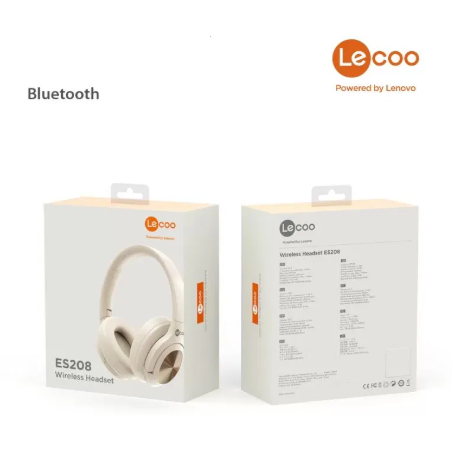 Lecoo ES209 Bluetooth 5.3 Wireless On-Ear Headphones with Microphone Cream
