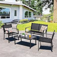 طقم حديقة أنيق مكوّن من 4 كراسي مع طاولة وسط Elegant Outdoor Garden Set – 4 Chairs with Center Table
